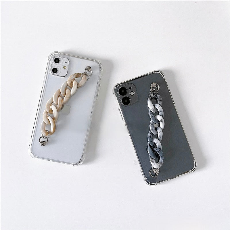 ブラック シリコン iPhoneケース チェーン付き Lace Ladies（レースレディース） チェーンストラップ ポケット付