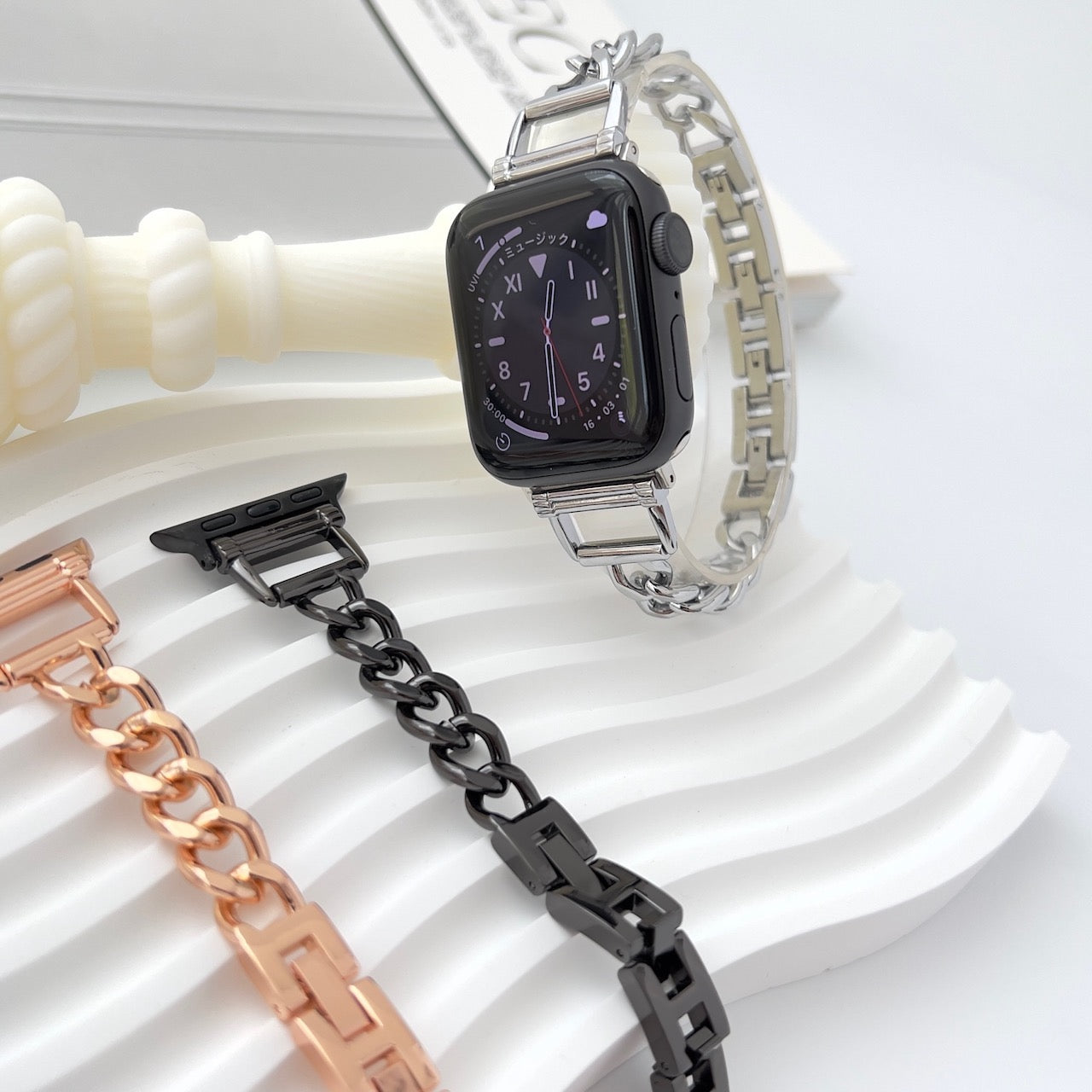 CH1☆Apple Watchバンド ラバーベルト カバー ステンレスケース CH1☆Apple Watchバンド ラバーベルト カバー ステンレスケース
