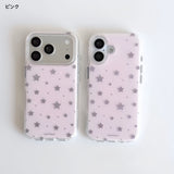 「涼しげに輝く」 シルバー箔スター×淡色マット iPhoneケース