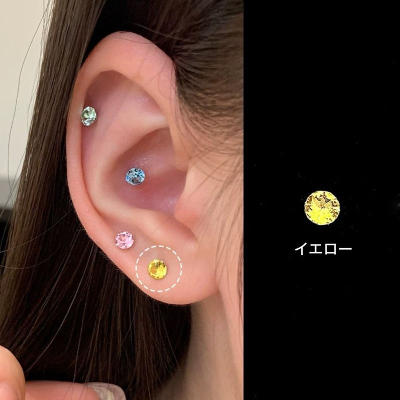 「シンプルで輝く」チタン合金ミニダイヤモンドイヤリング