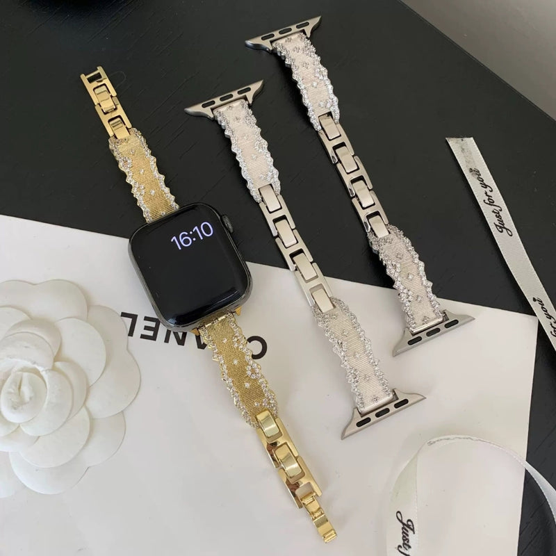 ブリリアントブレス】レース風 ジルコニア Apple Watch バンド – gaacal