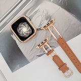 「大人上品な素材ミックス」レザーメタルフレーム ミニマル Apple Watchバンド（全3色）
