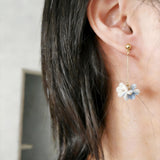 春の訪れを耳元に。ゆらゆら揺れる「アジサイ編み」の小さめハンドメイドピアス