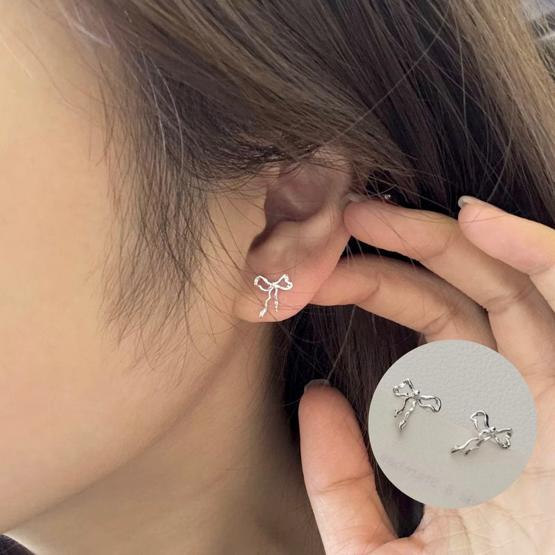 「リボンに込めた甘さ」S925シルバー ピアス