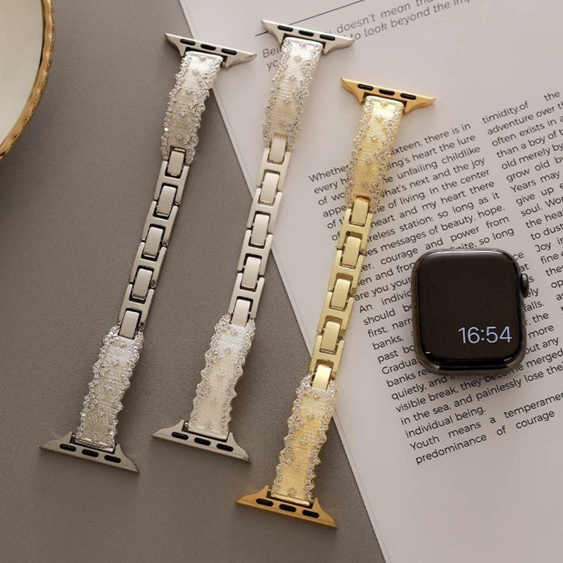 ブリリアントブレス】レース風 ジルコニア Apple Watch バンド – gaacal