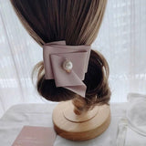 「上品にときめく」パール付きリボンヘアクリップ