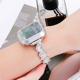 「アクセサリー感覚」ハートシェル×ラインストーン 金属チェーン Apple Watchバンド / 華奢見え ブレスレット風