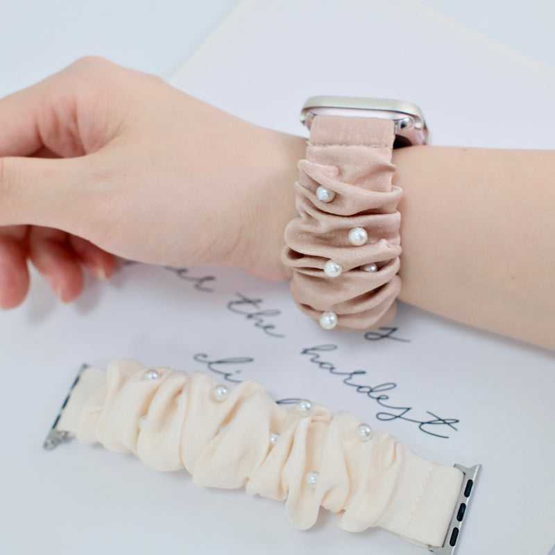 「上品パールのひとさじ」サテンシュシュApple Watchバンド