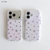 「涼しげに輝く」 シルバー箔スター×淡色マット iPhoneケース