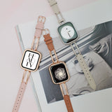 「大人上品な素材ミックス」レザーメタルフレーム ミニマル Apple Watchバンド（全3色）