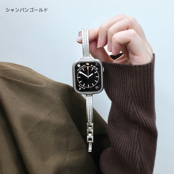 「ダブルラインの輝き」メタルブレスレット風ウォッチバンド