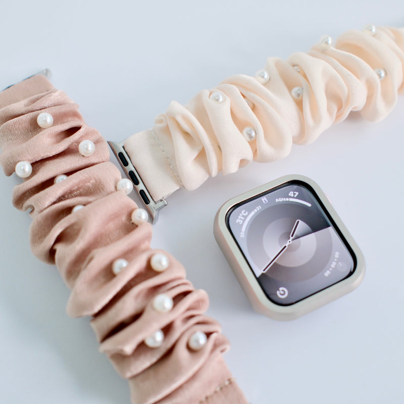 「上品パールのひとさじ」サテンシュシュApple Watchバンド
