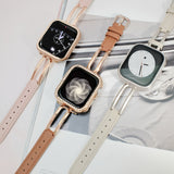 「大人上品な素材ミックス」レザーメタルフレーム ミニマル Apple Watchバンド（全3色）