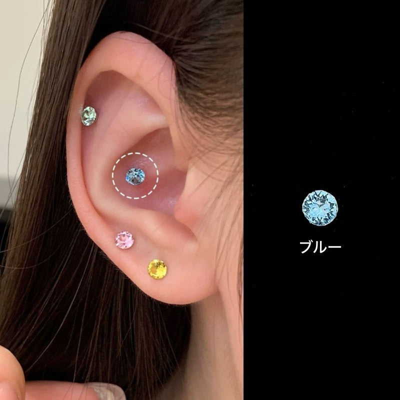 「シンプルで輝く」チタン合金ミニダイヤモンドイヤリング