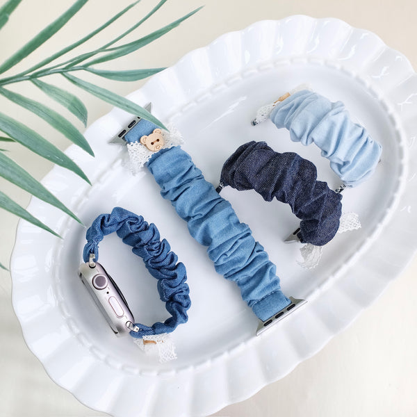 「ゆるかわデニム」くまリボン Apple Watchバンド