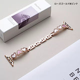「アクセサリー感覚」ハートシェル×ラインストーン 金属チェーン Apple Watchバンド / 華奢見え ブレスレット風