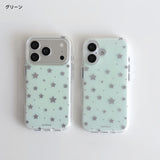 「涼しげに輝く」 シルバー箔スター×淡色マット iPhoneケース