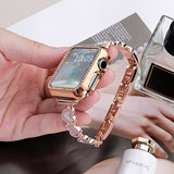 「アクセサリー感覚」ハートシェル×ラインストーン 金属チェーン Apple Watchバンド / 華奢見え ブレスレット風