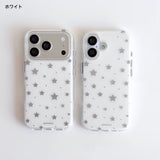 「涼しげに輝く」 シルバー箔スター×淡色マット iPhoneケース