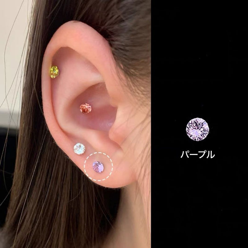 「シンプルで輝く」チタン合金ミニダイヤモンドイヤリング