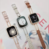 「大人上品な素材ミックス」レザーメタルフレーム ミニマル Apple Watchバンド（全3色）