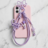 大人可愛いバレエコア。ハンドメイド編み上げリボンスマホストラップ｜バタフライリボン・落下防止【全2色】
