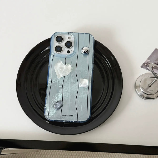 「夏の涼やかさ」ライトブルーシールハートスマホケース