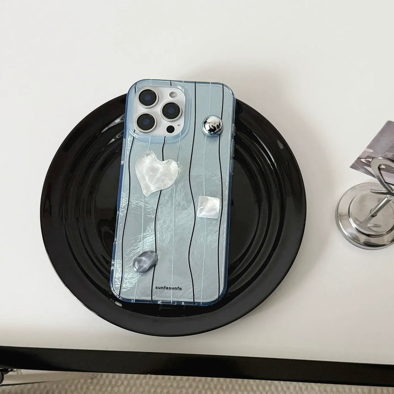 「夏の涼やかさ」ライトブルーシールハートスマホケース