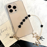 「ときめきを持ち歩く」カスタムイニシャル×スター ビーズスマホストラップ / ハンドメイド・高透明ケース付き iPhone 16〜17
