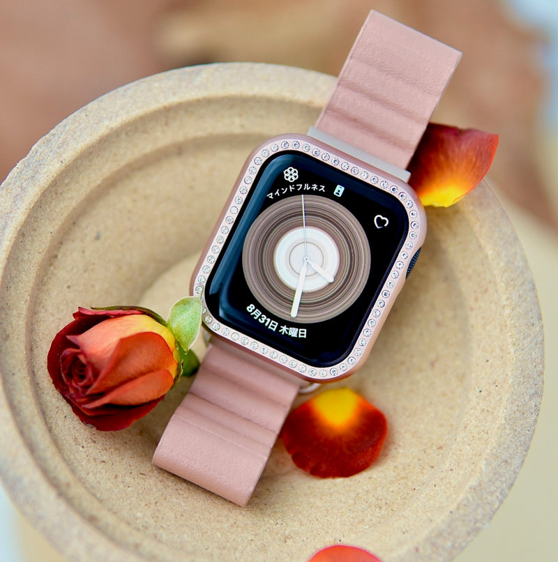 薔薇金色 apple watch メタルカスタムケース ラバーバンド - ラバーベルト