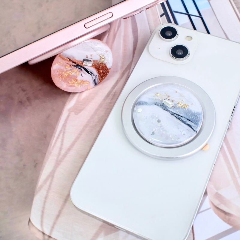 「マーブル模様のやさしさ」ハンドメイドスマホスタンド