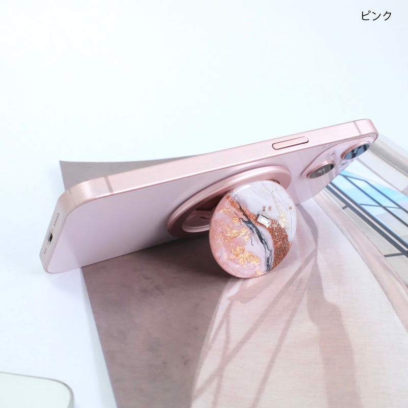 「マーブル模様のやさしさ」ハンドメイドスマホスタンド