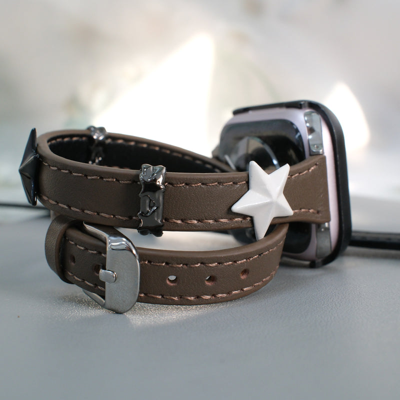 「スターアクセント」PUレザーダブル2重バンド
