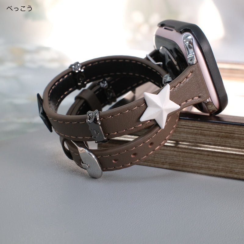 「スターアクセント」PUレザーダブル2重バンド