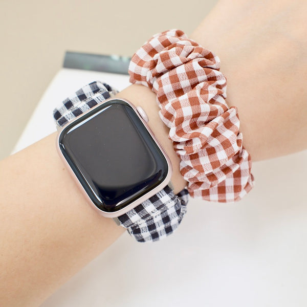 「チェック柄シュシュ」Apple Watchバンド