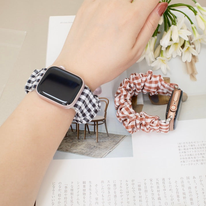 「チェック柄シュシュ」Apple Watchバンド