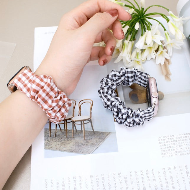 「チェック柄シュシュ」Apple Watchバンド