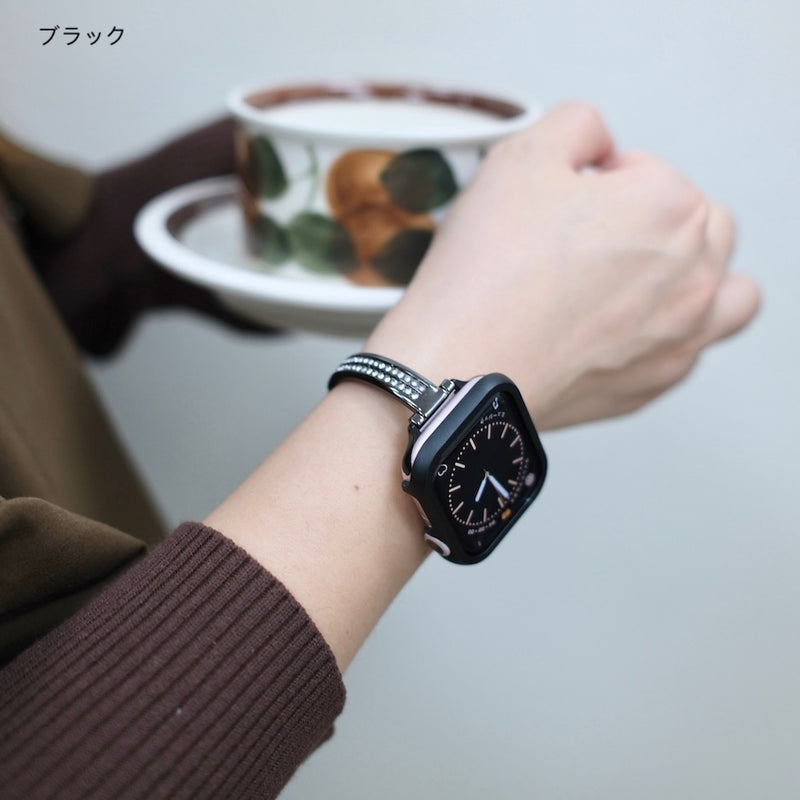 「ダブルラインの輝き」メタルブレスレット風ウォッチバンド