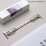 「アクセサリー感覚」ハートシェル×ラインストーン 金属チェーン Apple Watchバンド / 華奢見え ブレスレット風