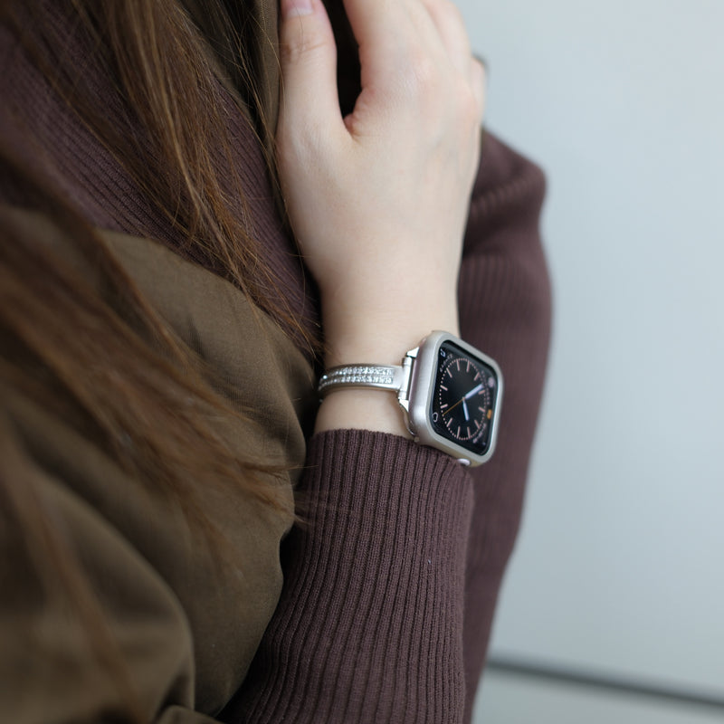 「ダブルラインの輝き」メタルブレスレット風ウォッチバンド