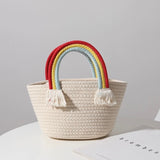 「虹とお出かけ」綿編みバッグ