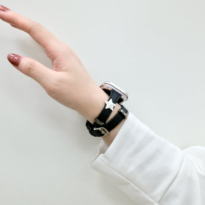 「スターアクセント」PUレザーダブル2重バンド