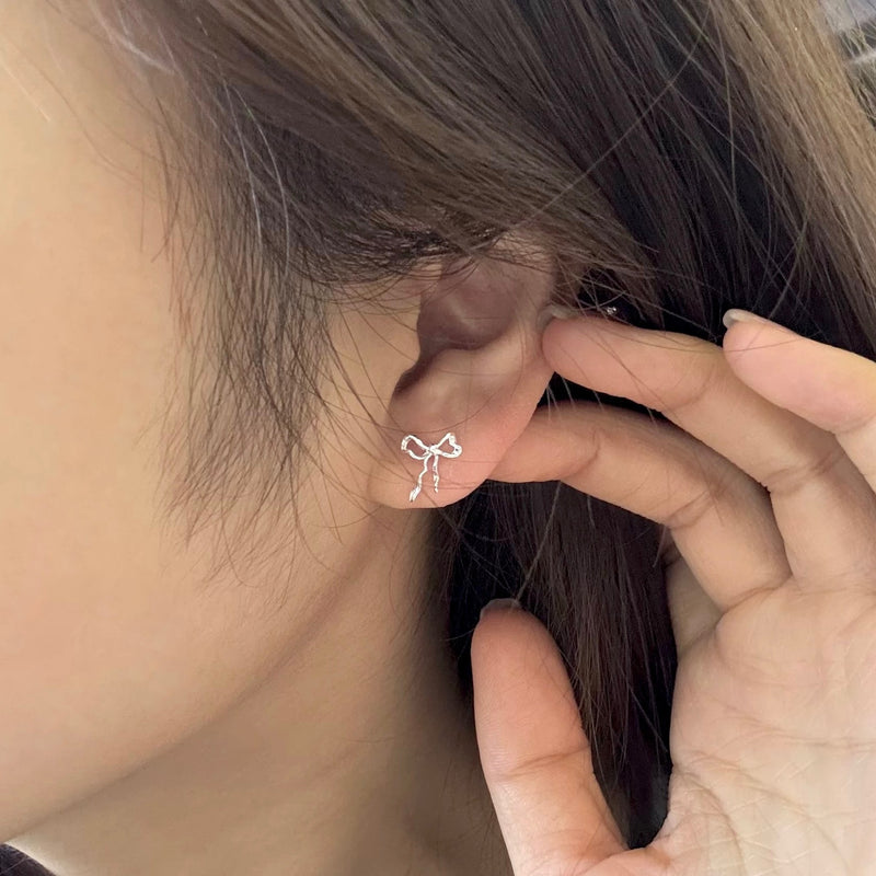 「リボンに込めた甘さ」S925シルバー ピアス