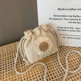 「夏の花籠」編み込み巾着ショルダー