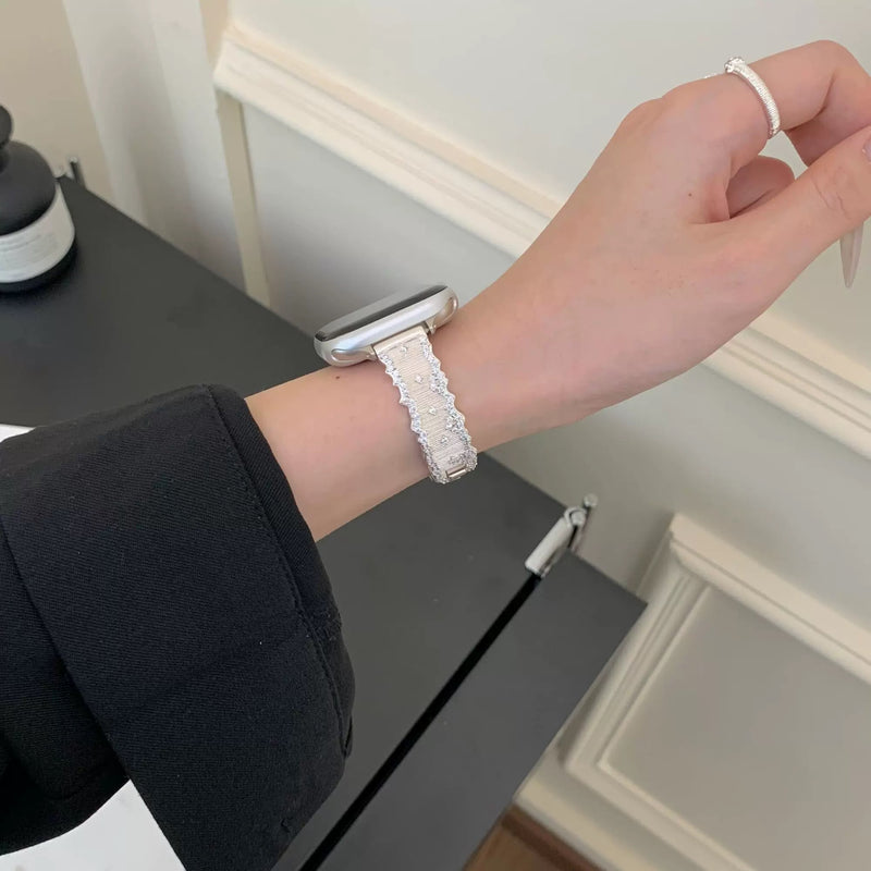 ブリリアントブレス】レース風 ジルコニア Apple Watch バンド – gaacal