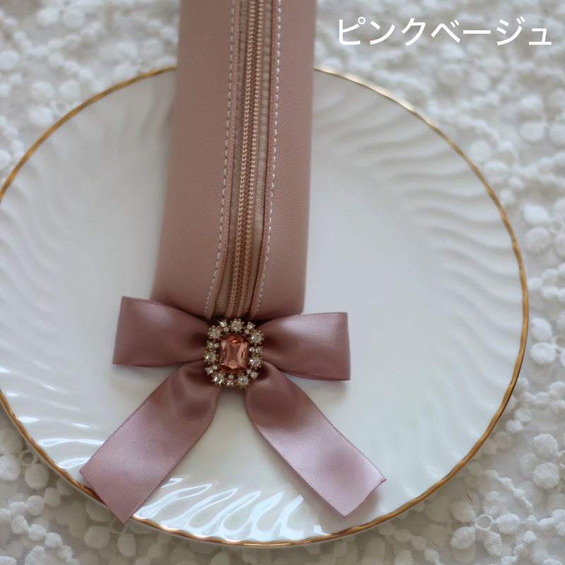 「きらめきのリボン」シンプル長方形ポーチ