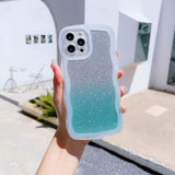 p00715 「推し色が、今日の味方になる」手になじむウェーブ デザインシート iPhoneケース クリアホワイトxグリーン（グラデーション ） 商品画像 14