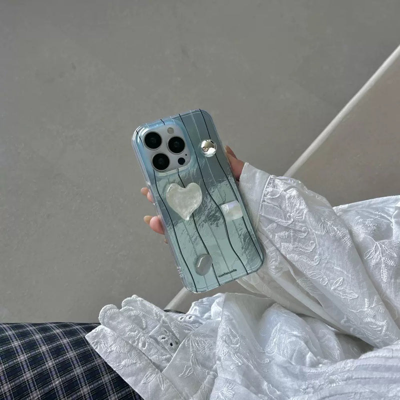 「夏の涼やかさ」ライトブルーシールハートスマホケース