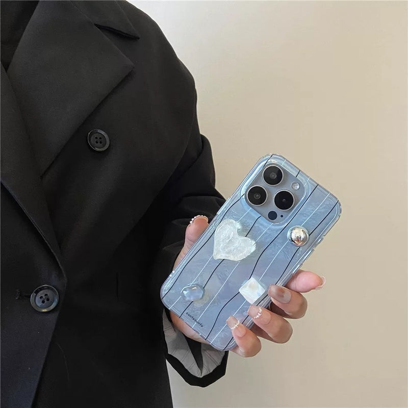 「夏の涼やかさ」ライトブルーシールハートスマホケース