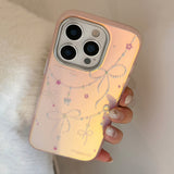 オーロラに輝くピンクレーザーとリボンの煌めき、耐衝撃性に優れた大人可愛いiPhoneケース